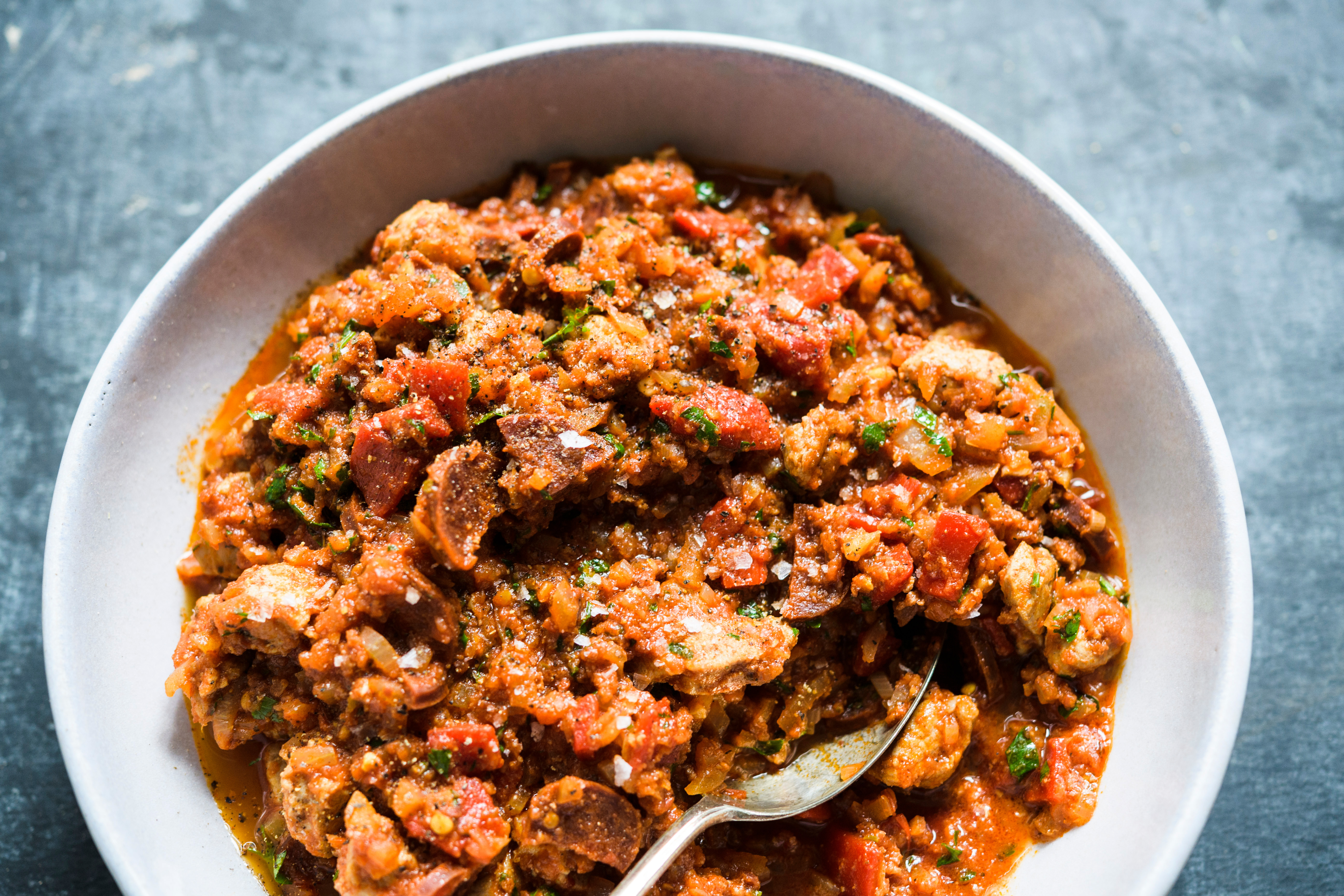 Pork and Chorizo Stew with Peppers (Carcamusa)