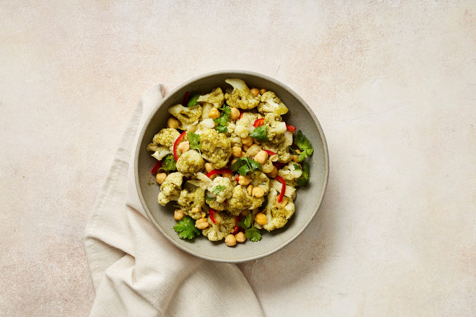 Afgan Cauliflower Chickpea Salad Cilantro Mint Dressing