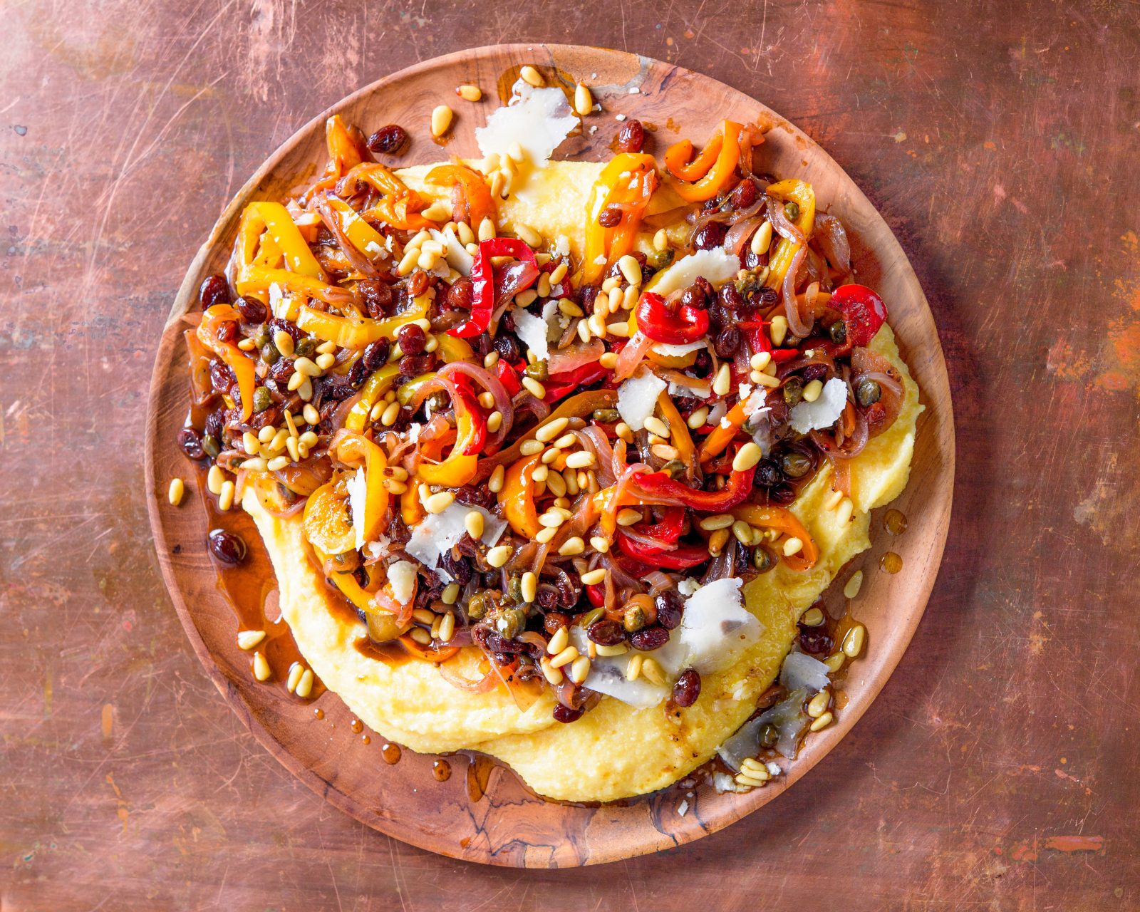 Agrodolce Stewed Peppers Polenta