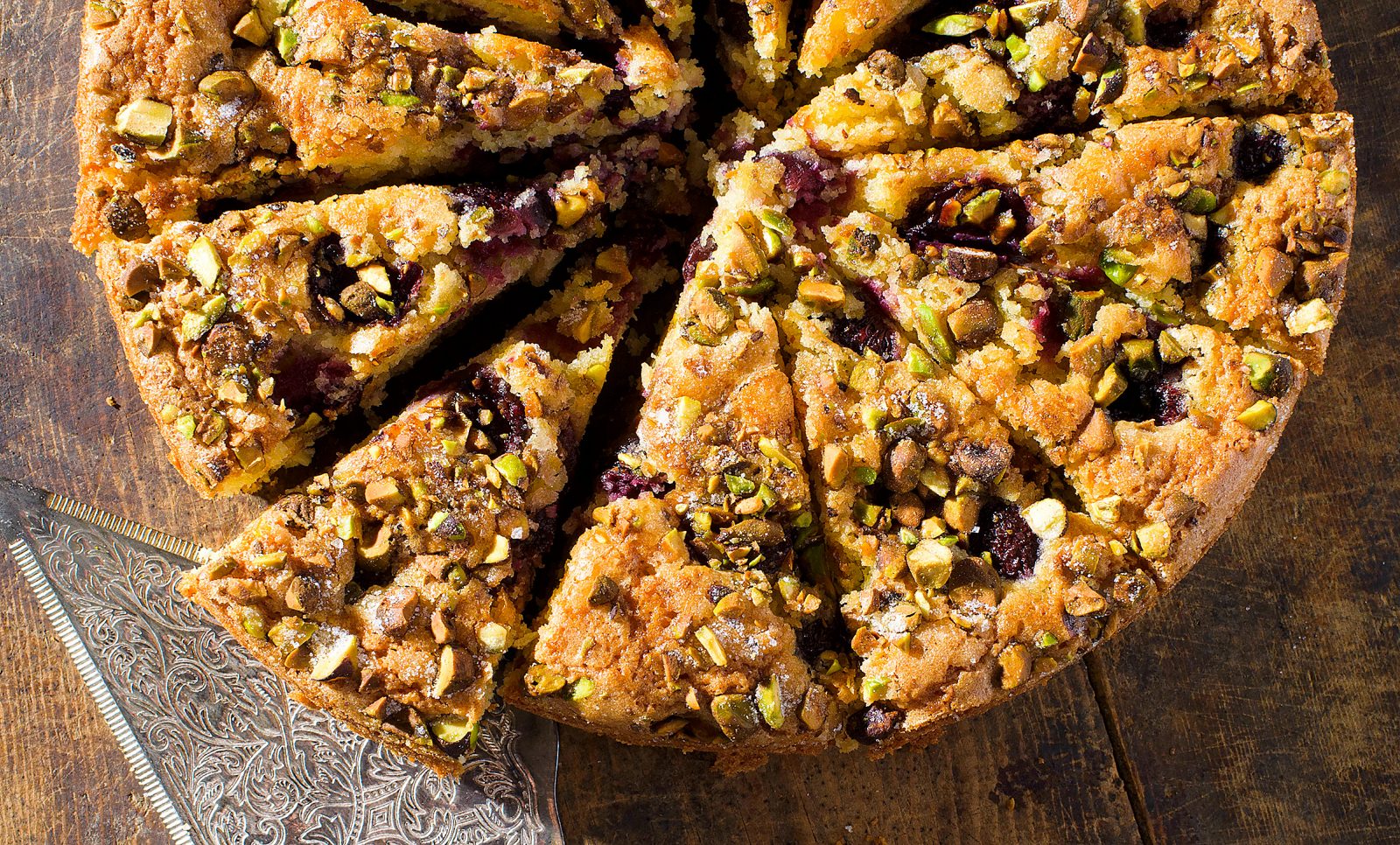 Almond Coconut Cherry Pistachio Cake