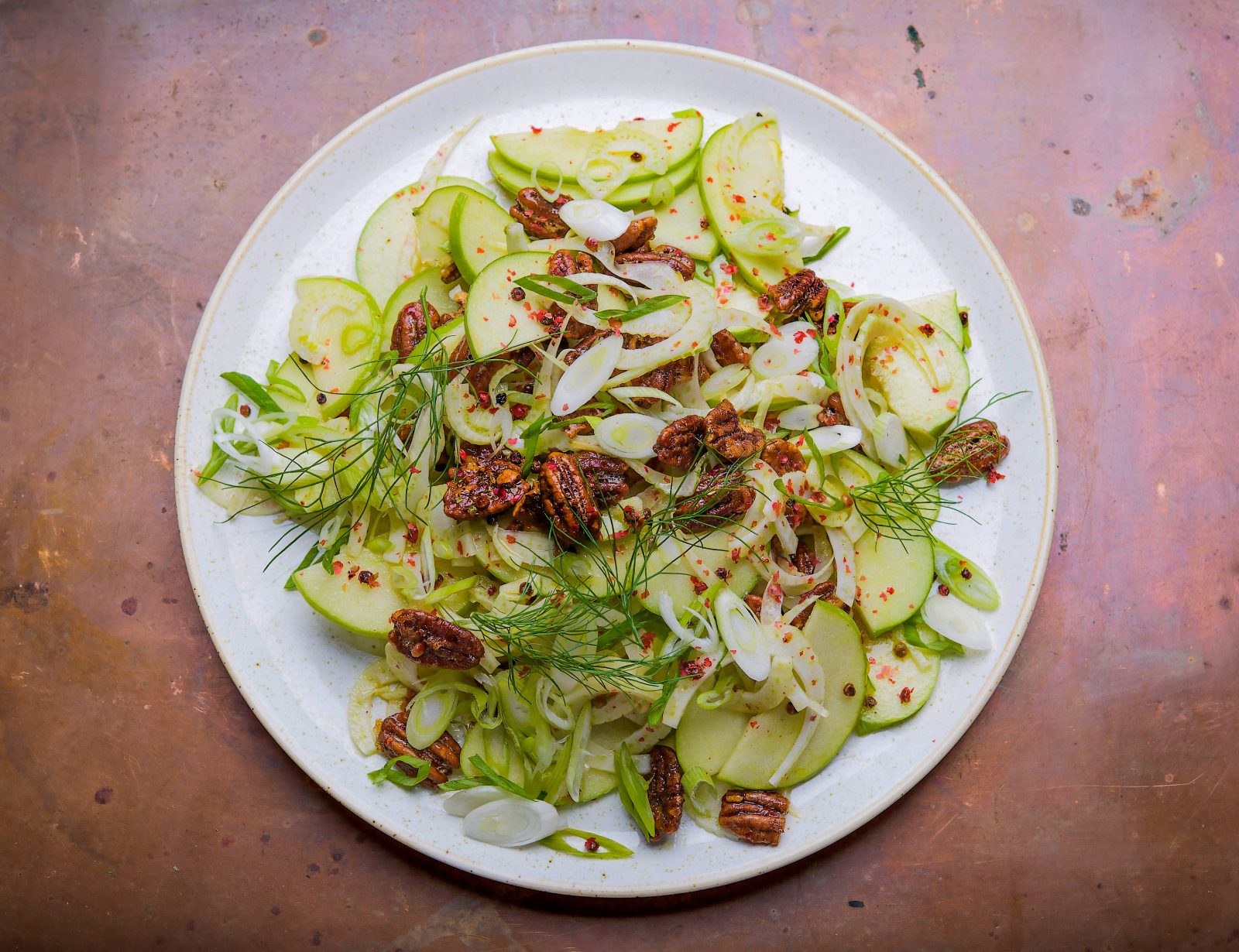 Apple Fennel Salad Candied Pecans