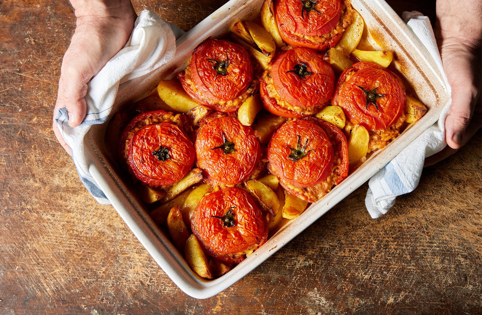 Arborio Stuffed Tomatoes Potato Wedges