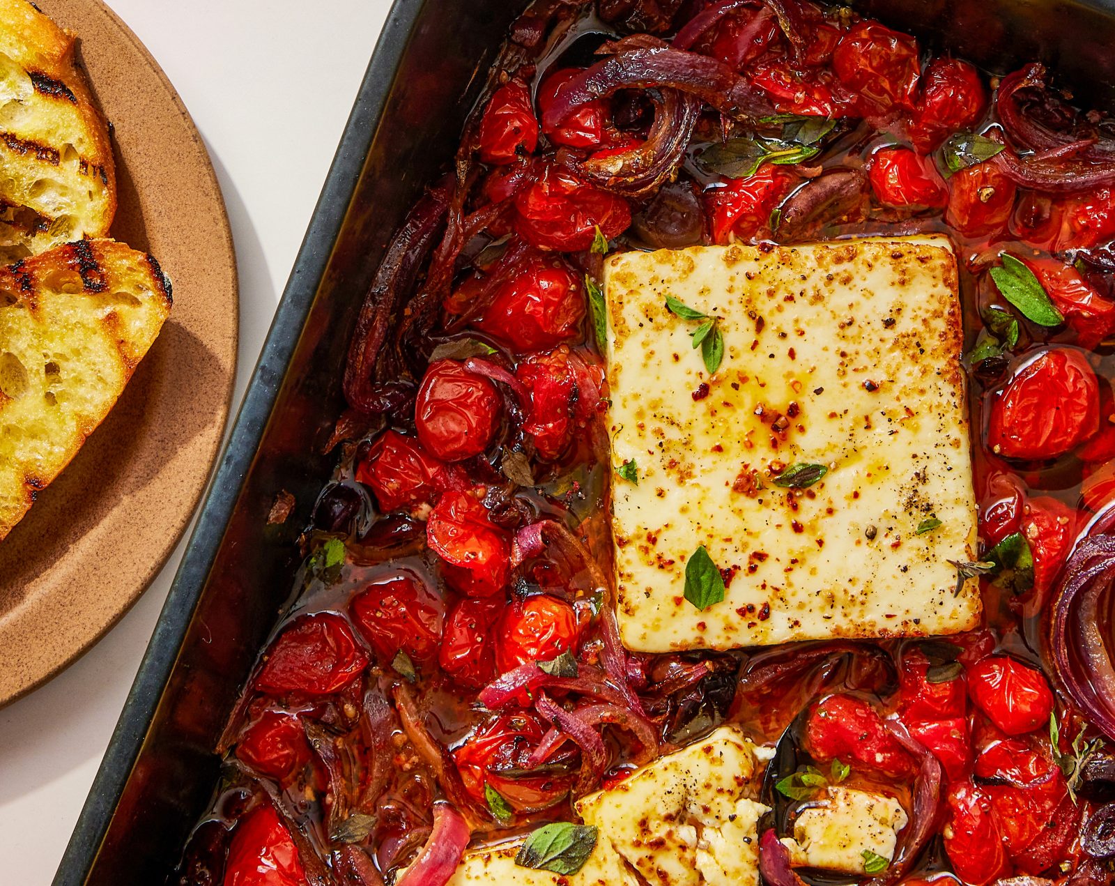 Baked Feta Tomatoes Olives Oregano