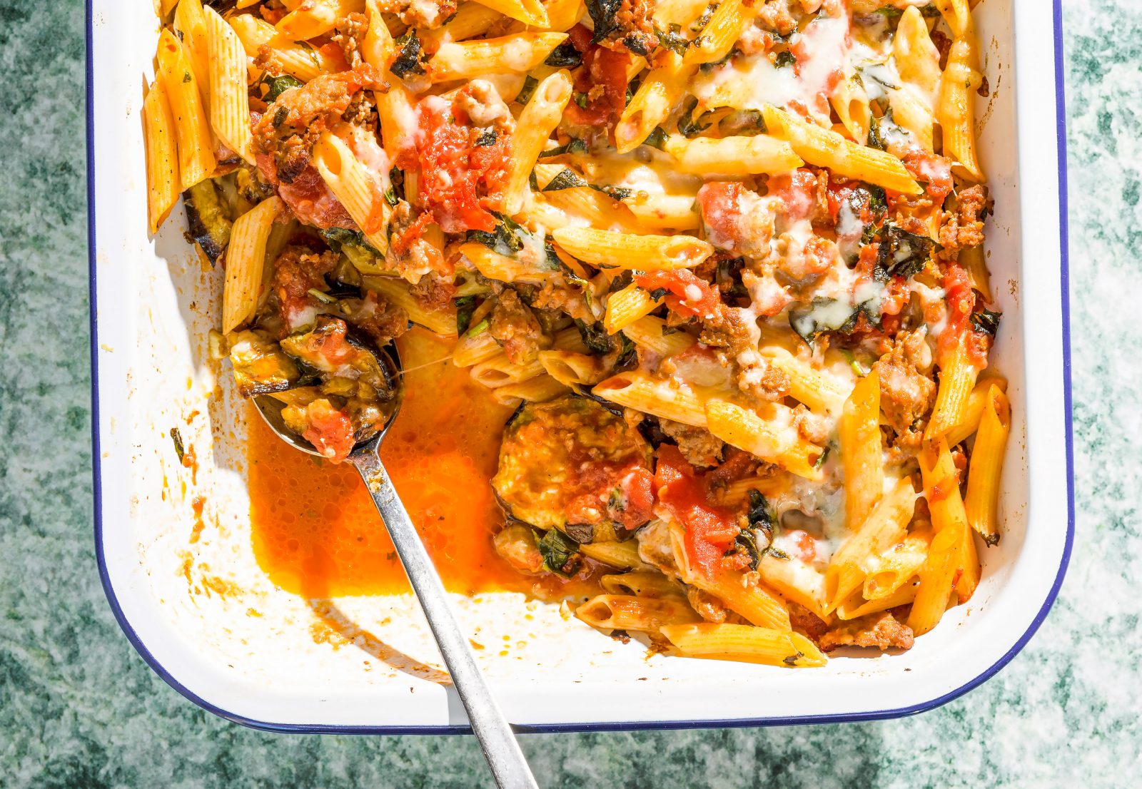 Baked Pasta Eggplant Sausage Fontina
