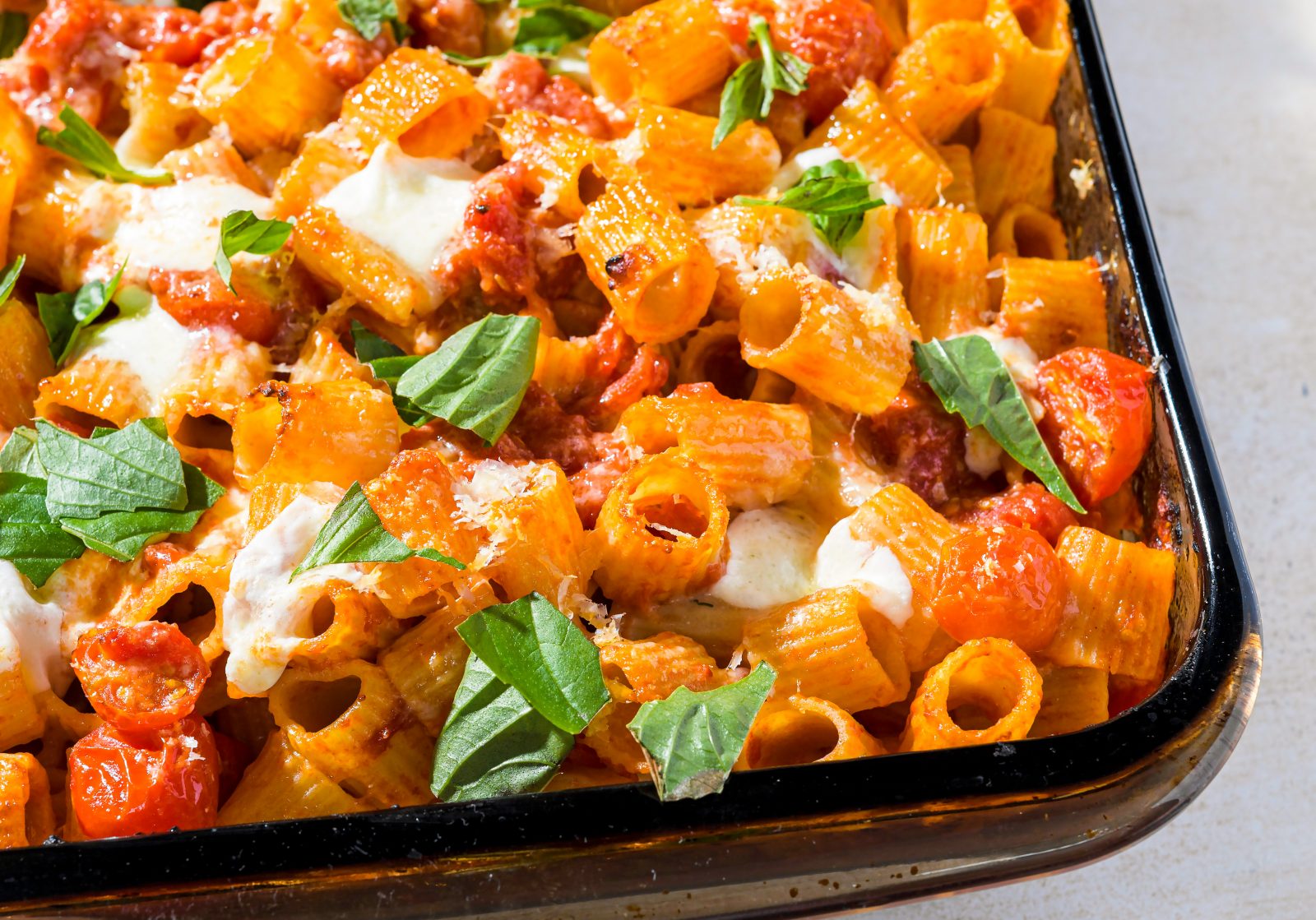Baked Pasta Tomatoes Fresh Mozzarella