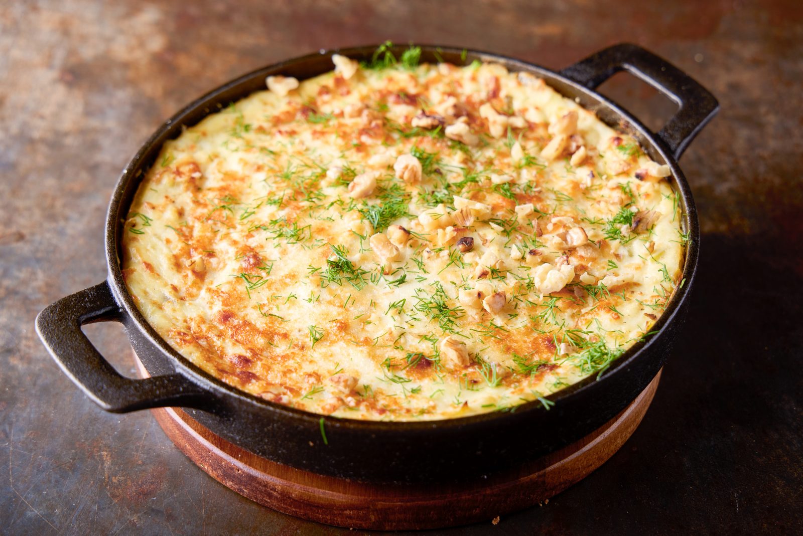 Baked Ricotta Sauteed Leek Walnuts Dill