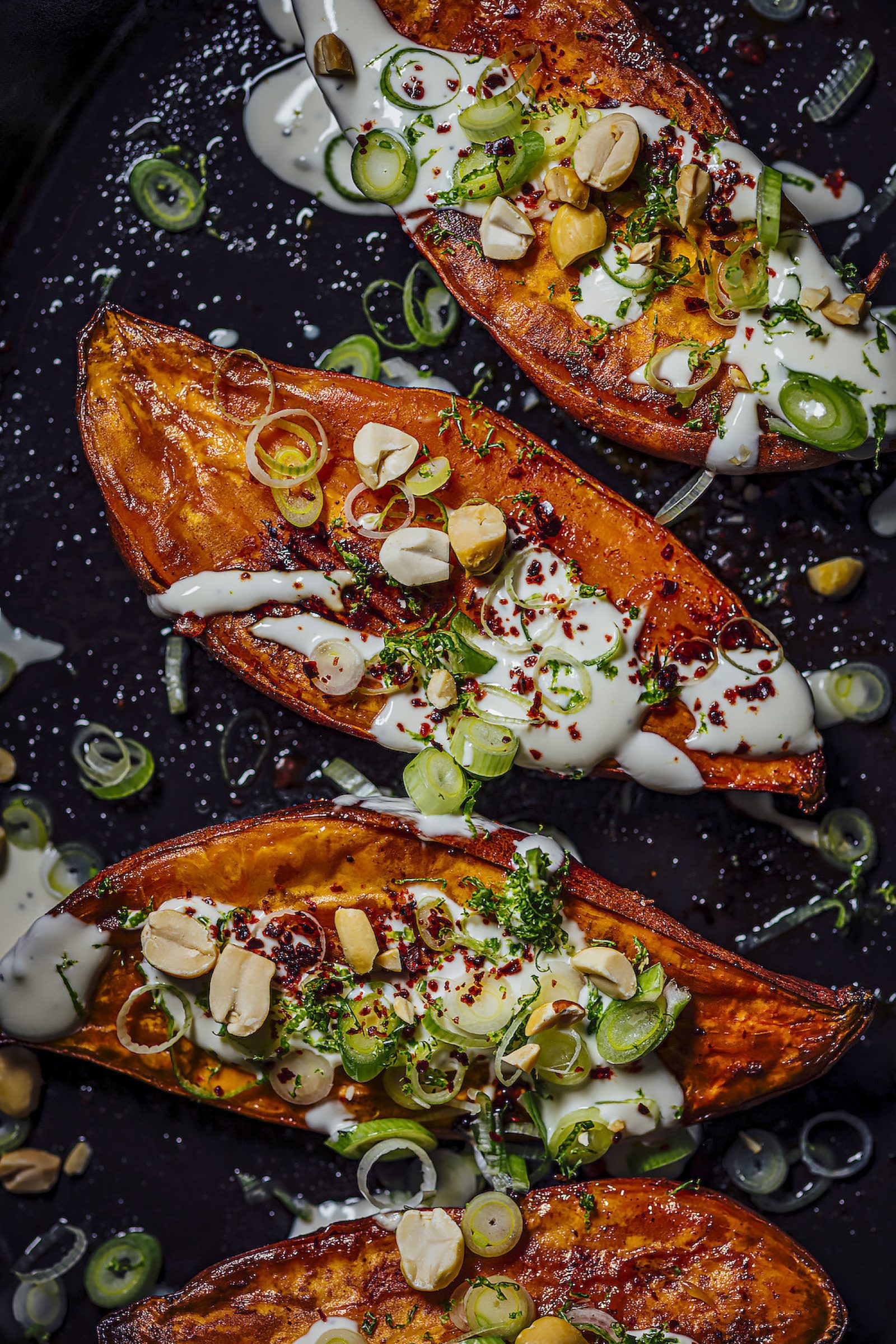 Baked Sweet Potatoes Maple Creme Fraiche