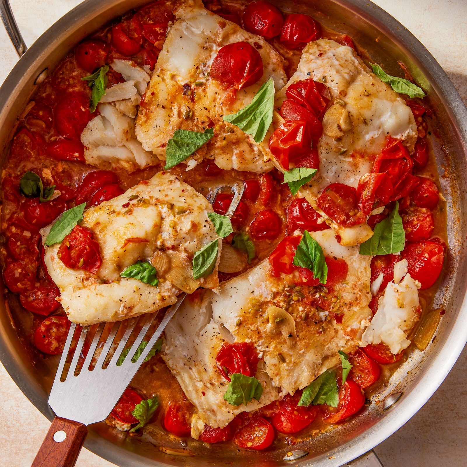 Braised Cod Tomatoes Fennel Seed