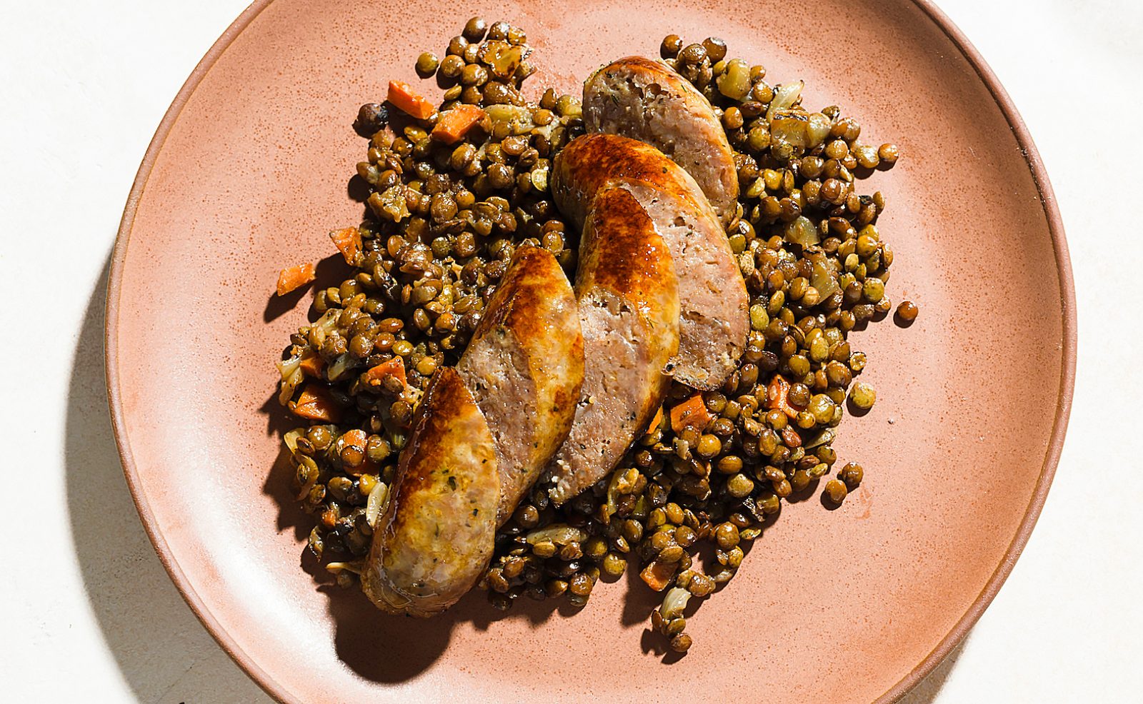 Braised Sausages Lentils Parsley Caper Relish