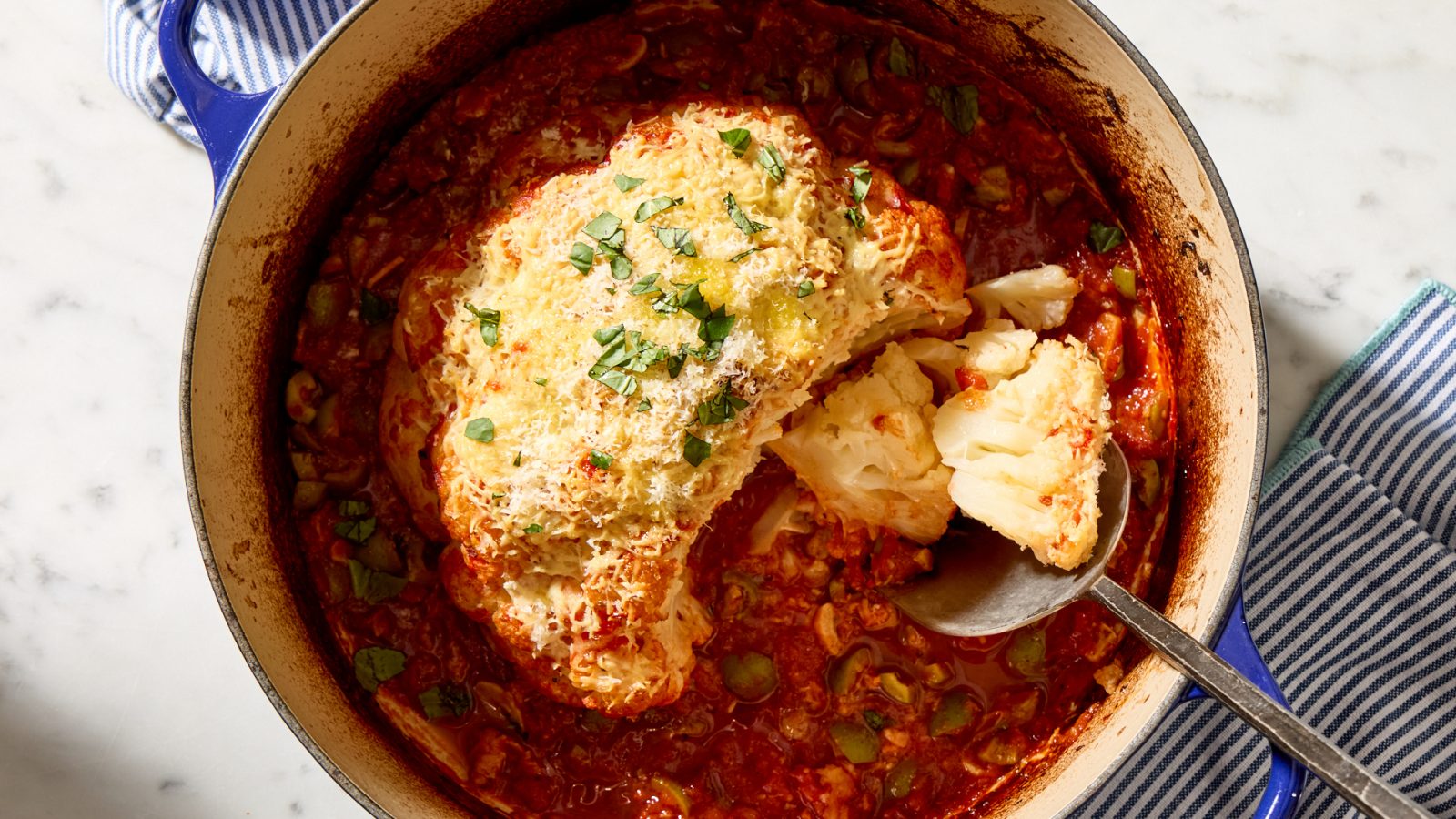 Braised Whole Cauliflower alla Diavola