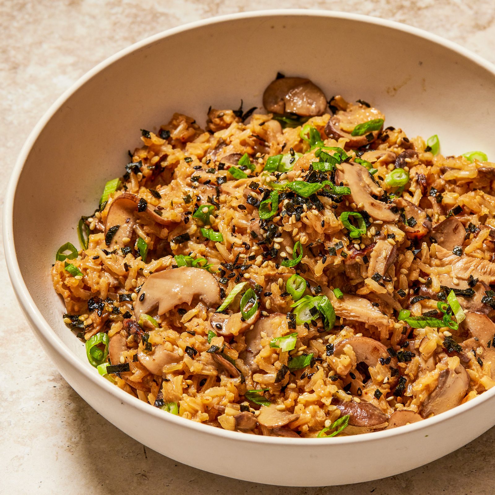 Brown Rice Mushroom Risotto Miso Scallions