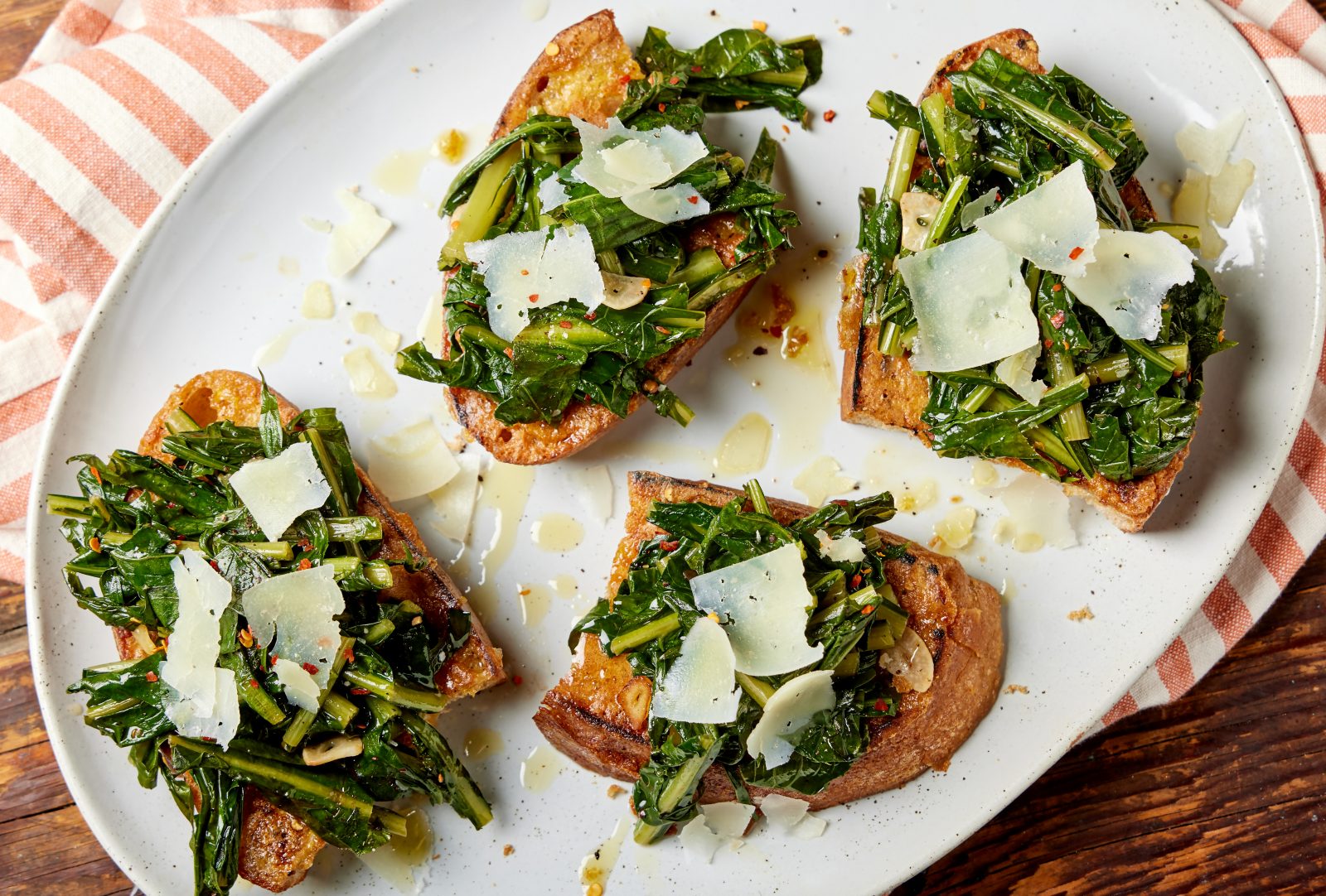 Bruschetta Wilted Greens Pecorino