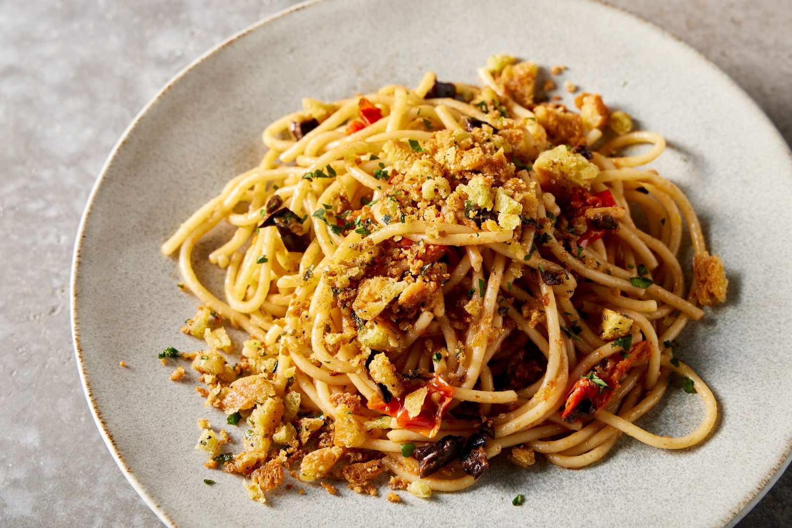 Calabrian Pasta Anchovies Tomatoes Toasted Breadcrumbs