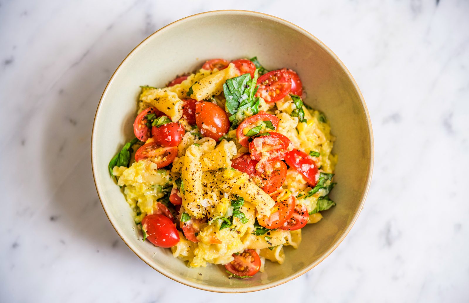 Campanelle Pasta Sweet Corn Tomatoes Basil