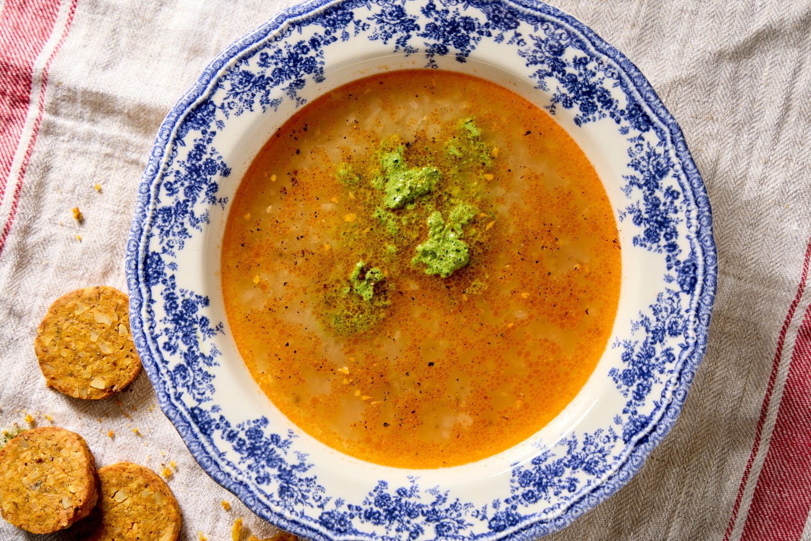 Caraway Soup Parsley Walnut Pesto