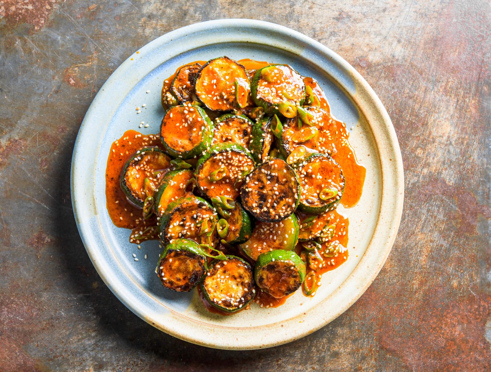 Charred Zucchini Gochujang Scallions