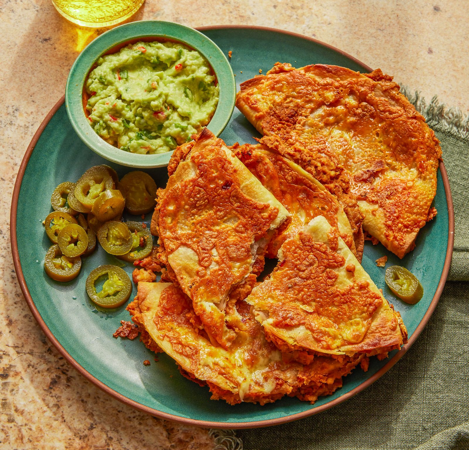 Cheese Crisped Pinto Bean Quesadillas