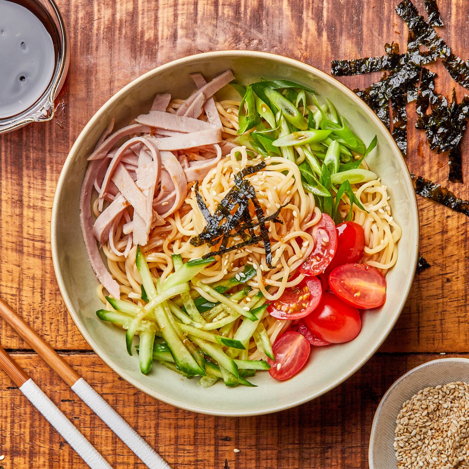 Cold Ramen Salad Ham Tomato