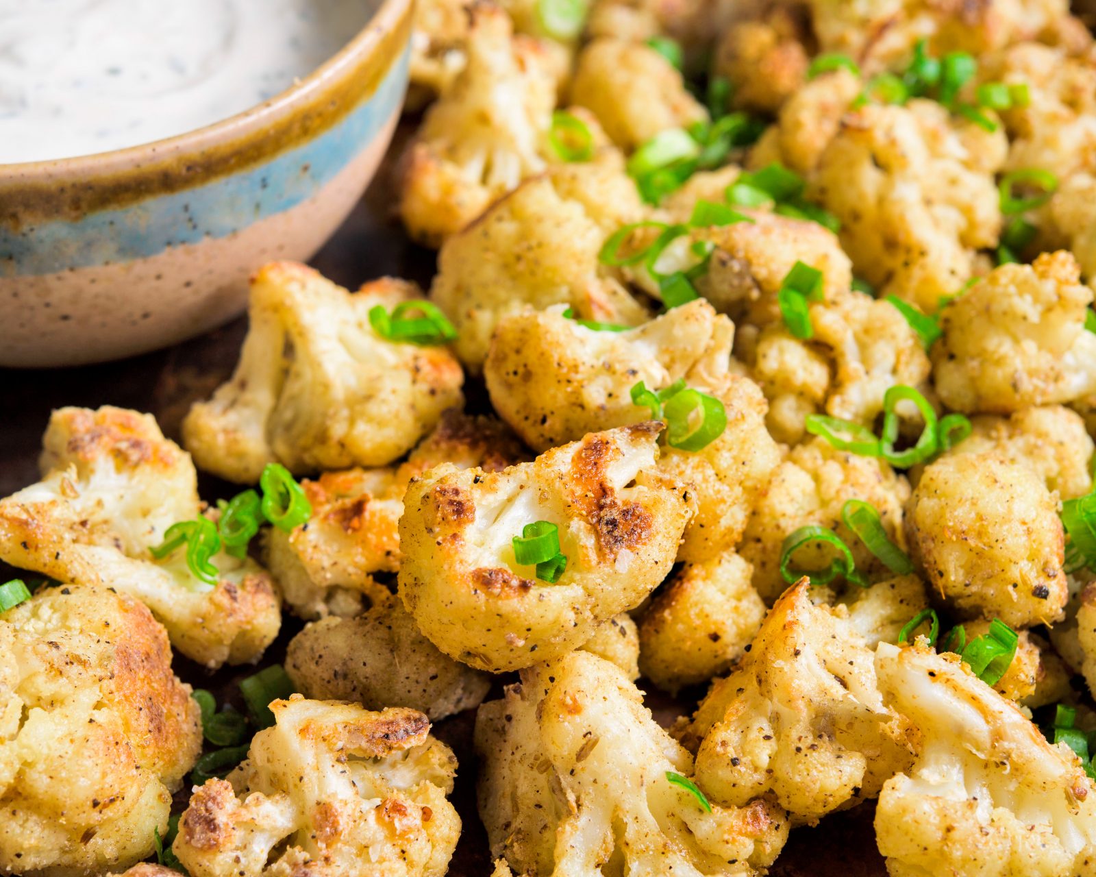Crisp Oven Fried Cauliflower Tahini Yogurt Sauce