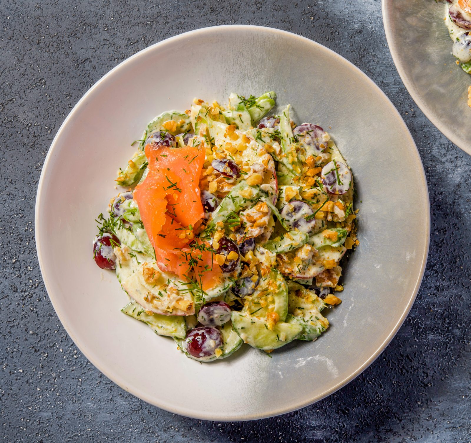 Cucumber Celery Apple Salad Yogurt Walnuts