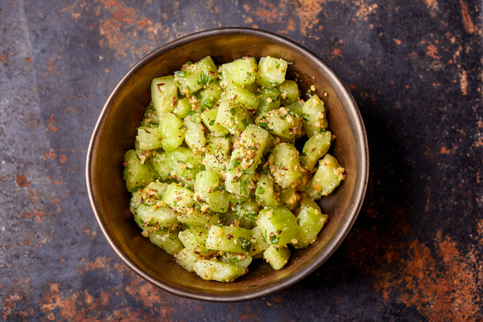 Cucumber Salad Peanuts Cumin Mustard Tarka