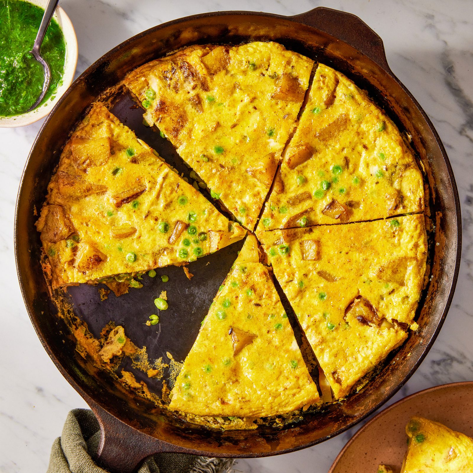 Curried Potato Green Pea Frittata