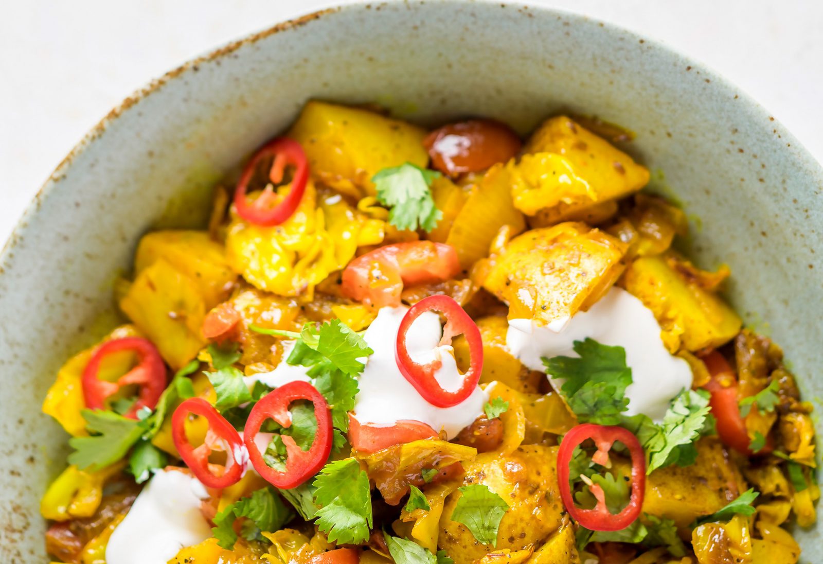 Curried Potatoes Tomatoes Cabbage