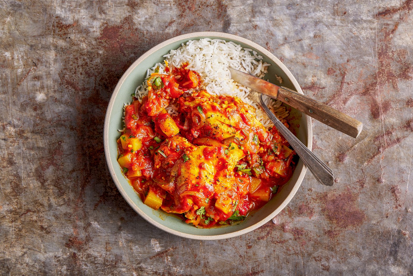 Curry Braised Chicken Tomatoes Potatoes