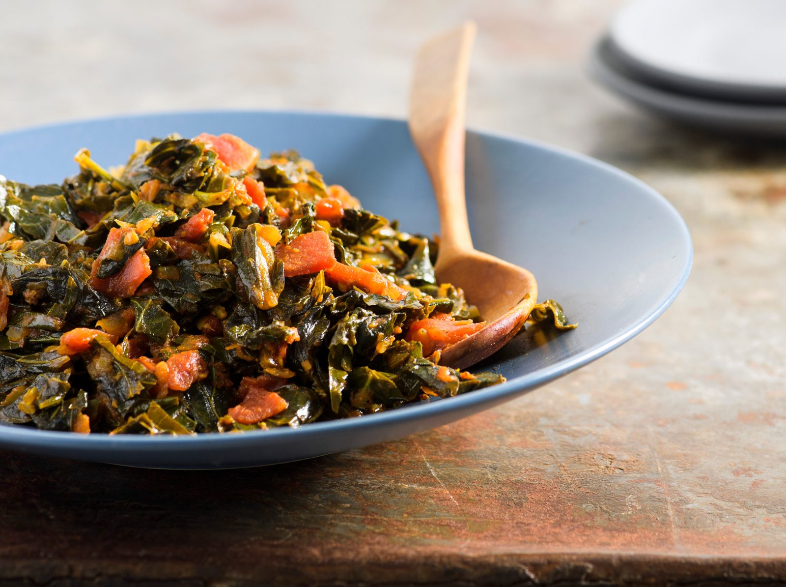 East African Braised Collards Tomatoes