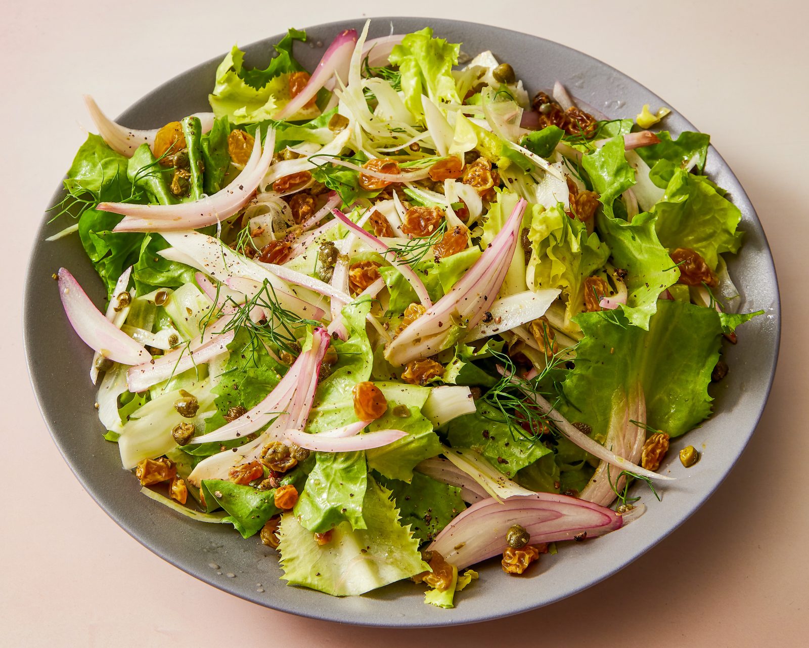 Escarole Fennel Salad Capers Golden Raisins