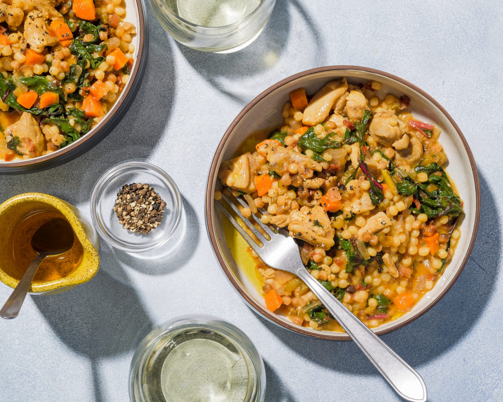 Fregola Chicken Chard Sun Dried Tomatoes