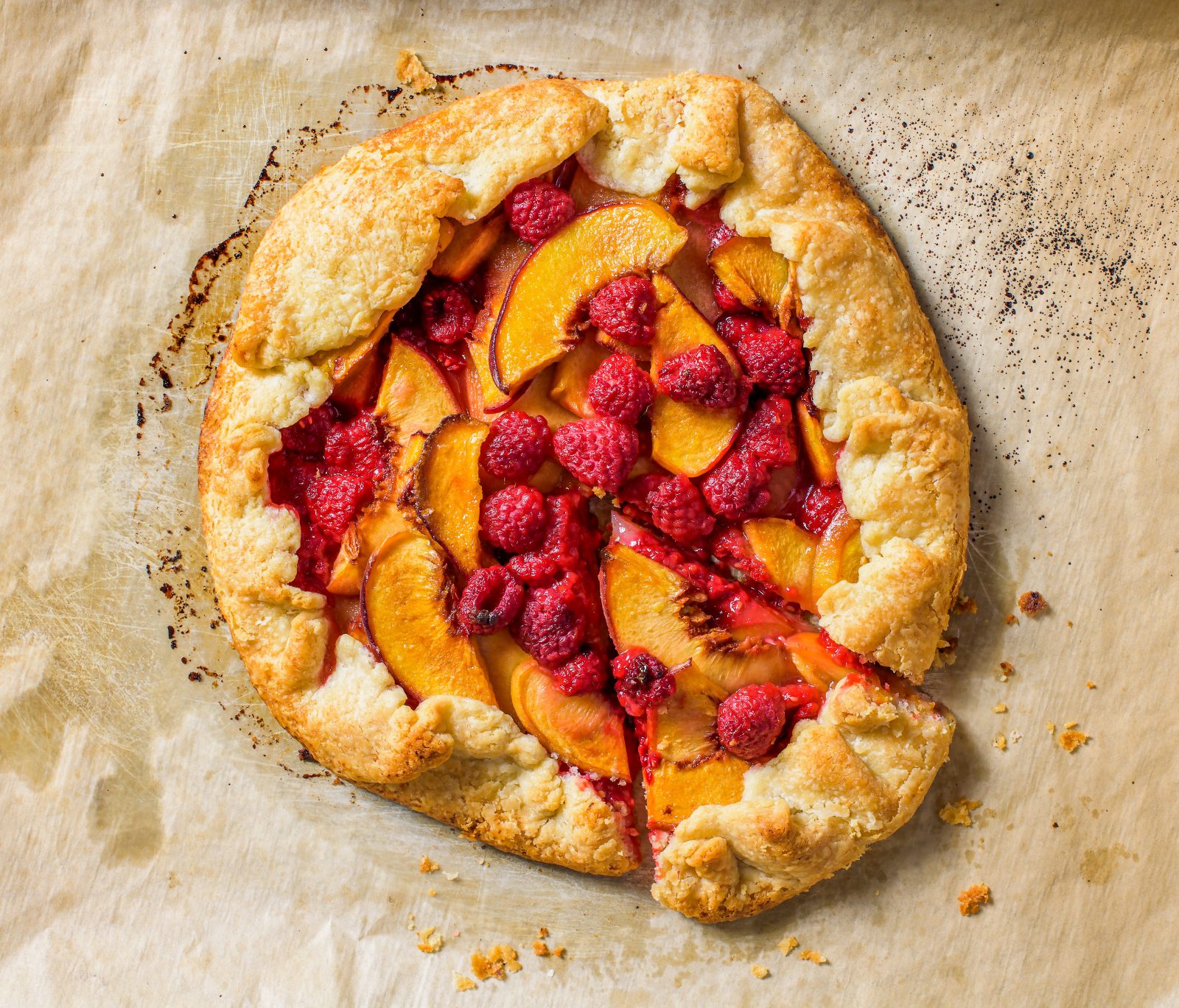 Fresh Peach Raspberry Crostata