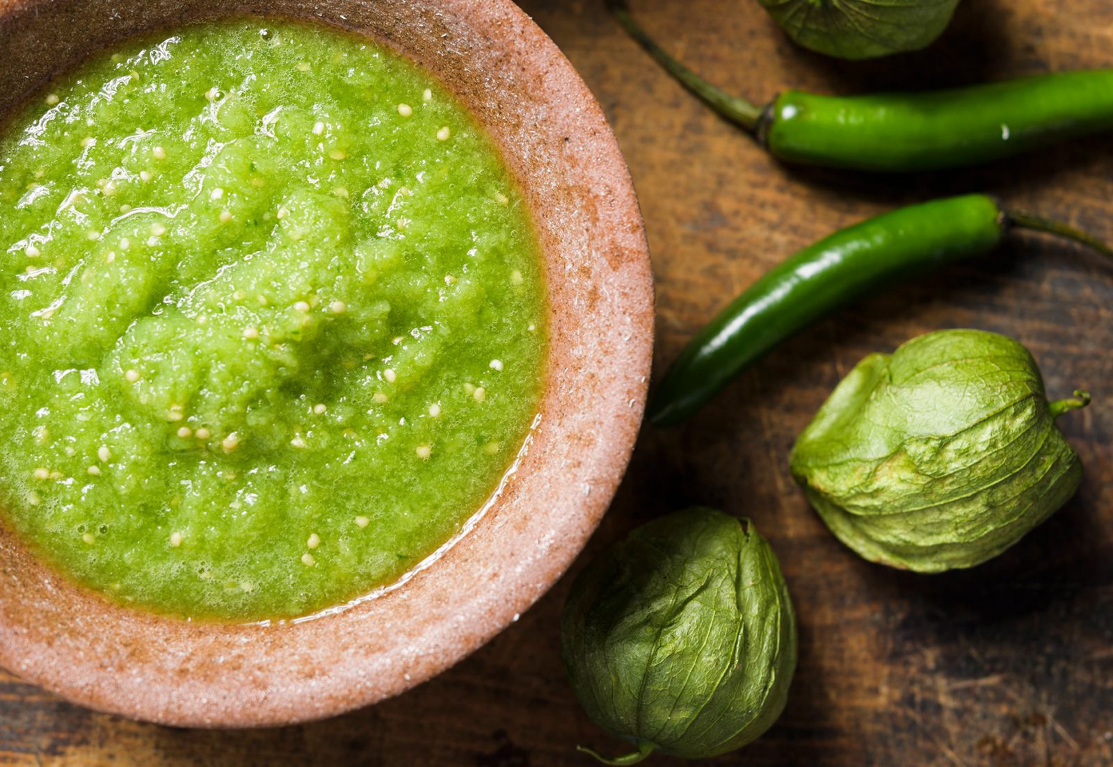 Fresh Tomatillo Serrano Chili Salsa