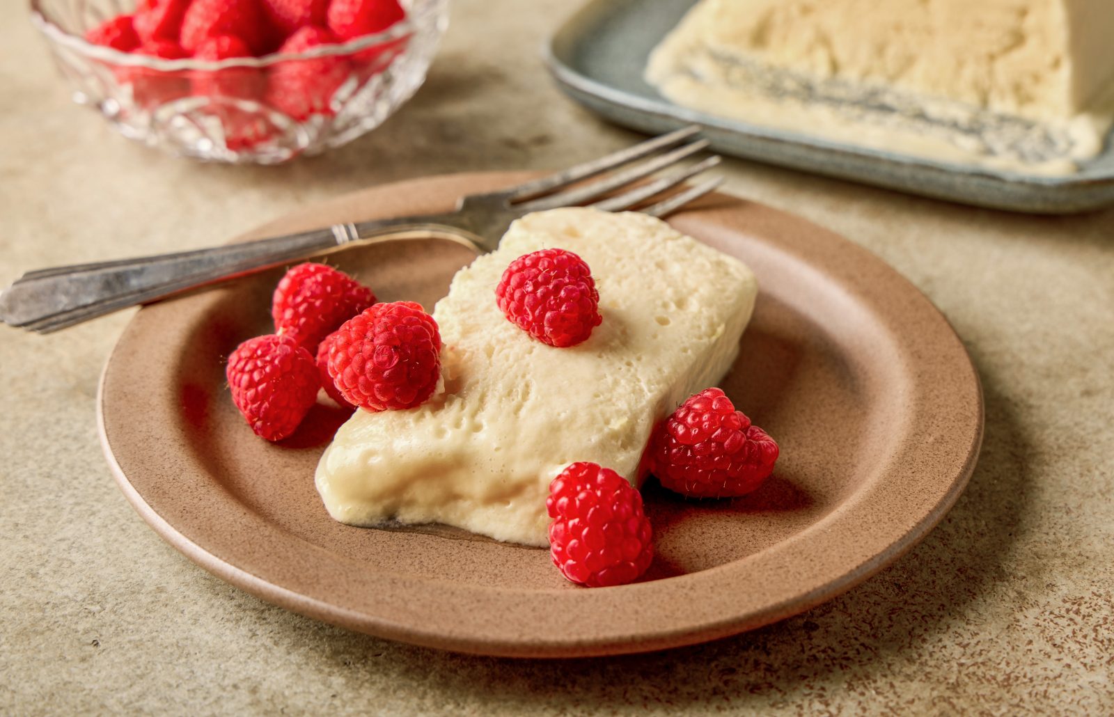 Frozen Lemon Mousse Raspberries