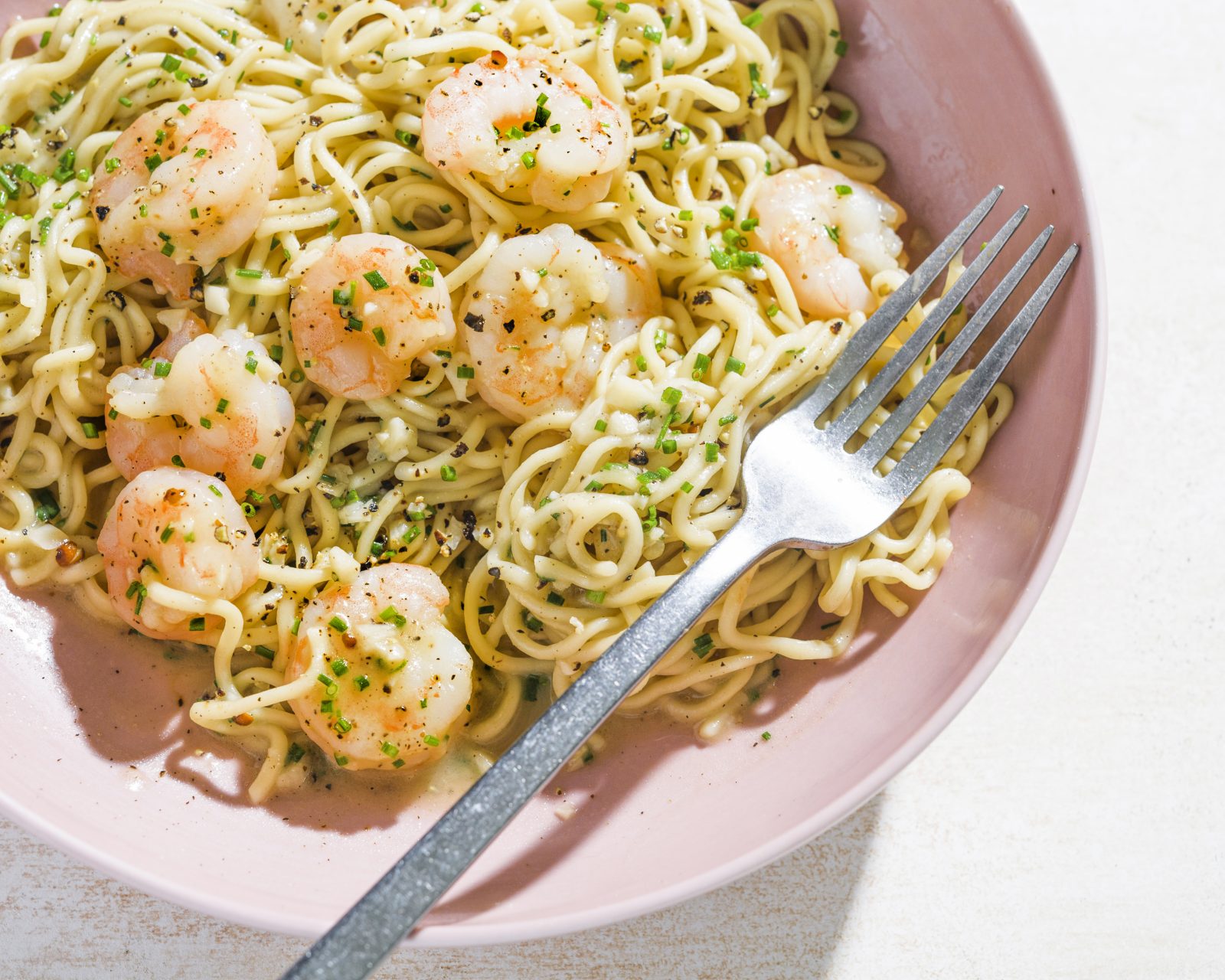 Garlic Black Pepper Noodles Shrimp Chives
