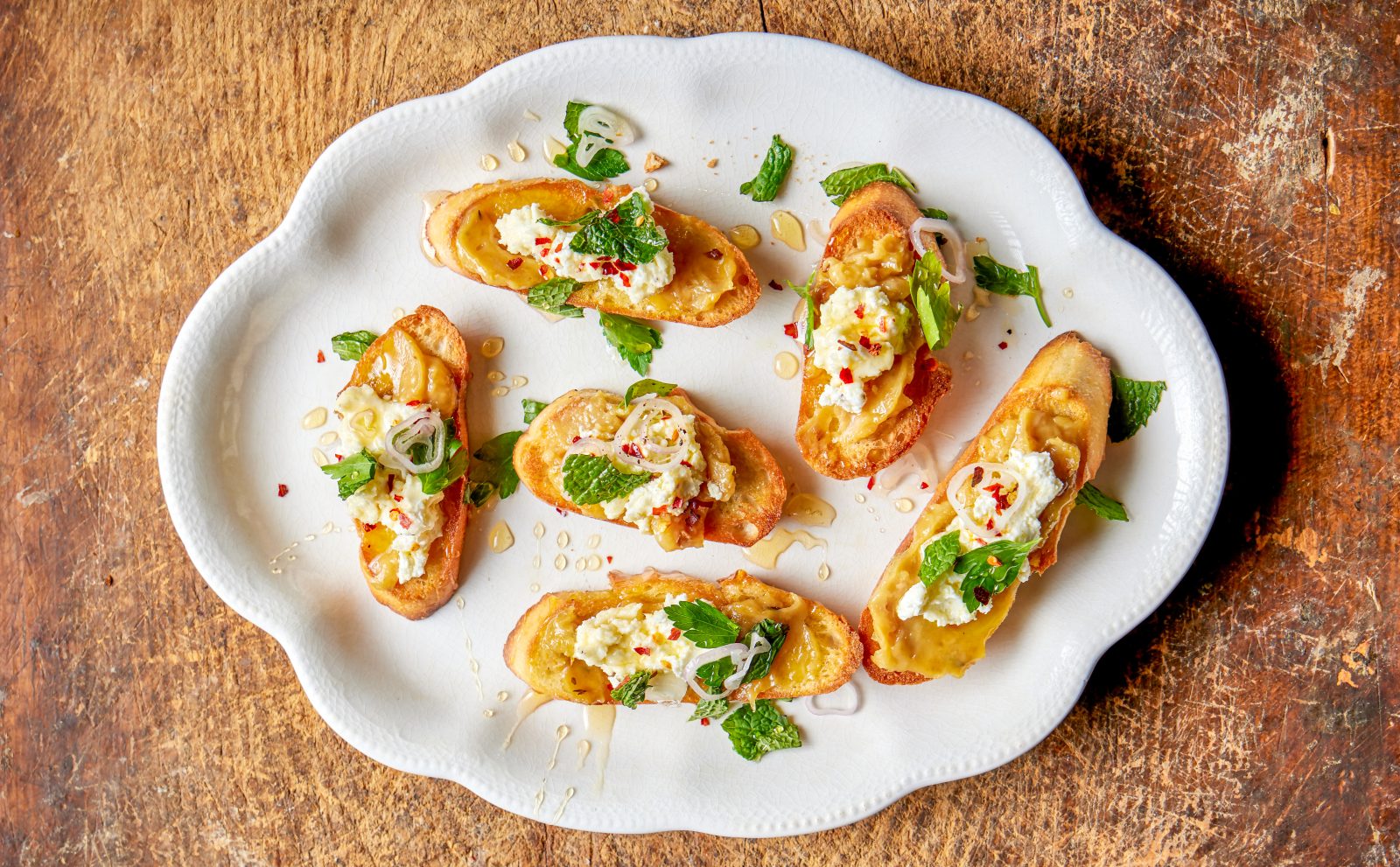 Garlic Toasts Goat Cheese Herb Salad