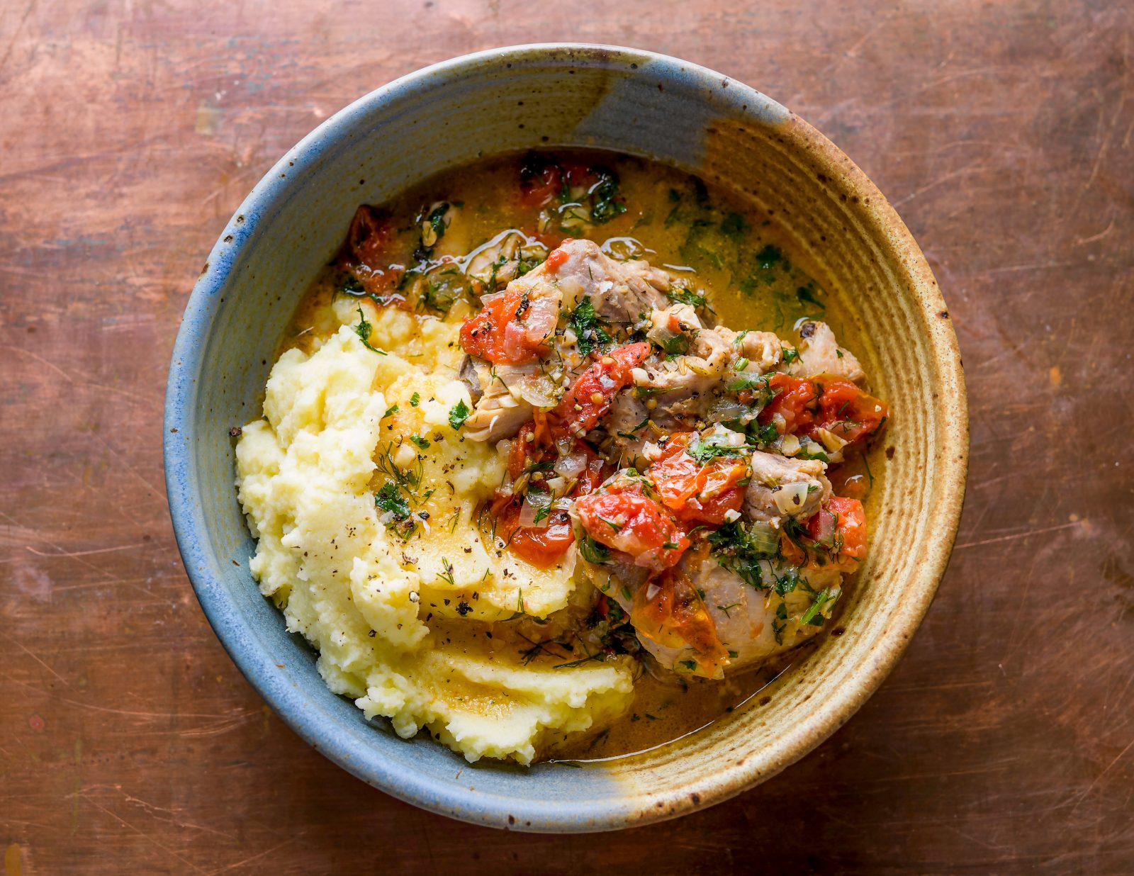 Georgian Chicken Stew Tomatoes Herbs