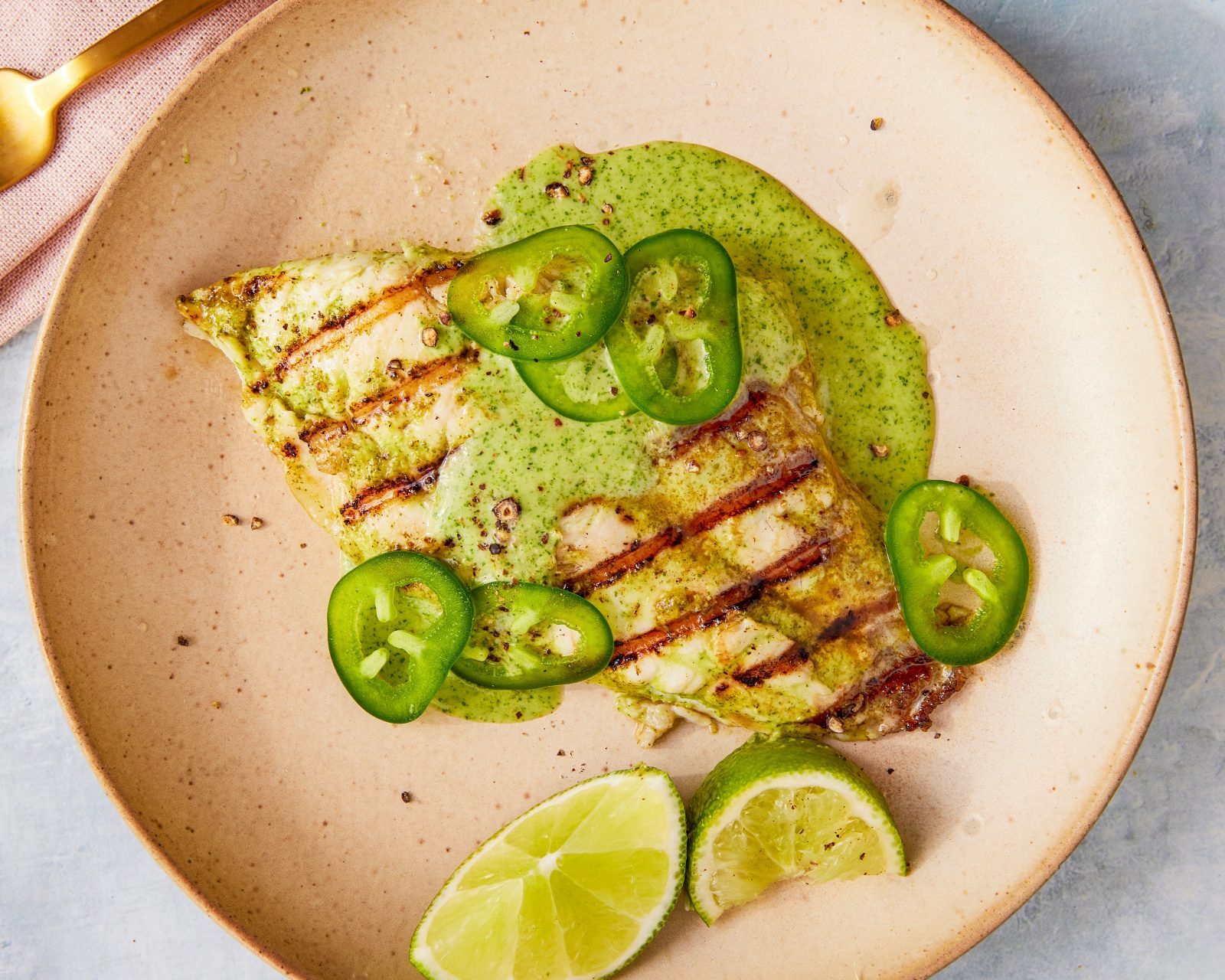 Ginger Lime Grilled Snapper Herb Sauce
