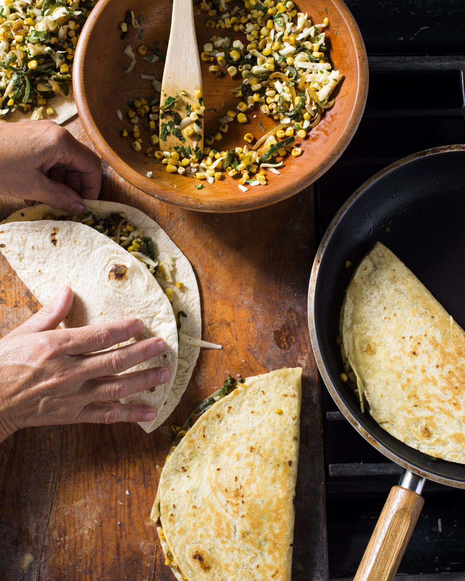 Green Chili and Corn Quesadillas v