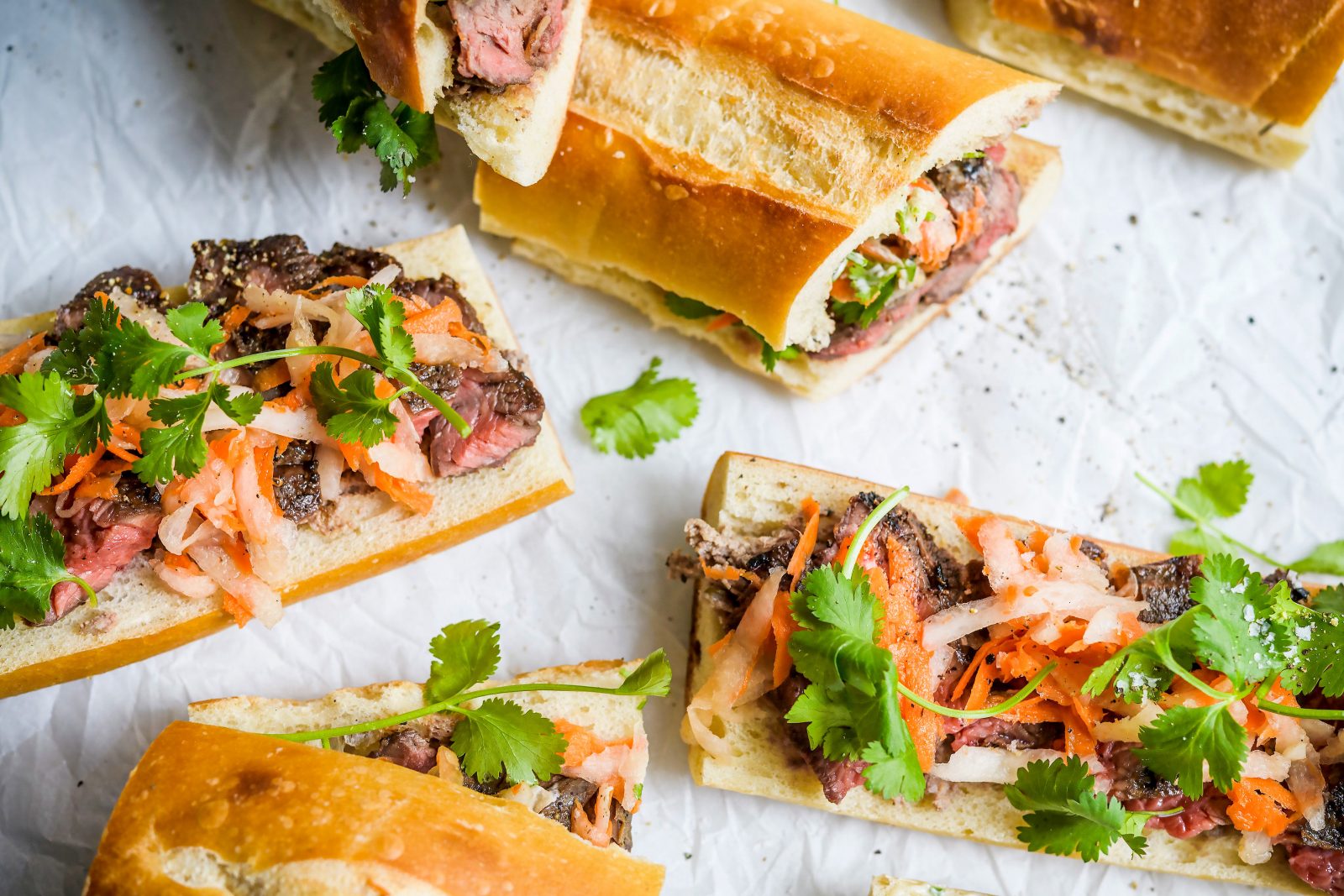 Grilled Vietnamese Skirt Steak Sandwiches Banh Mi