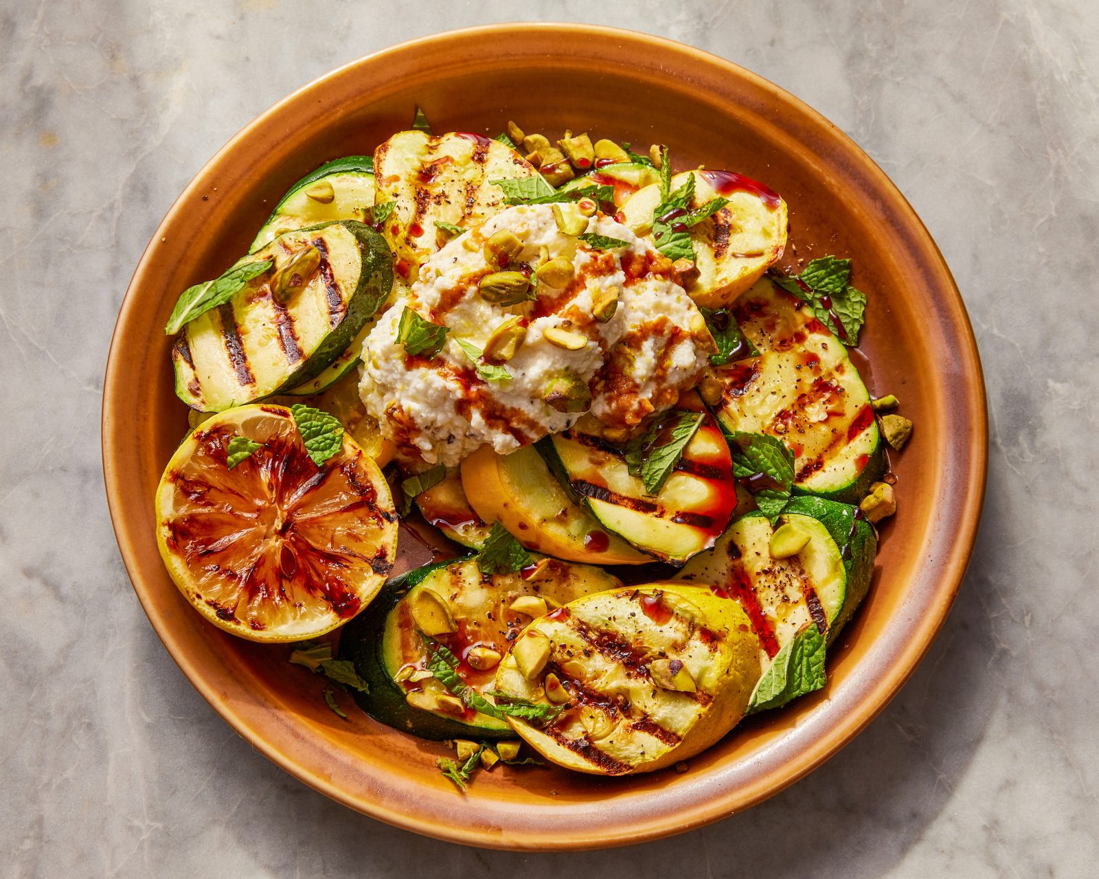Grilled Zucchini Lemony Ricotta