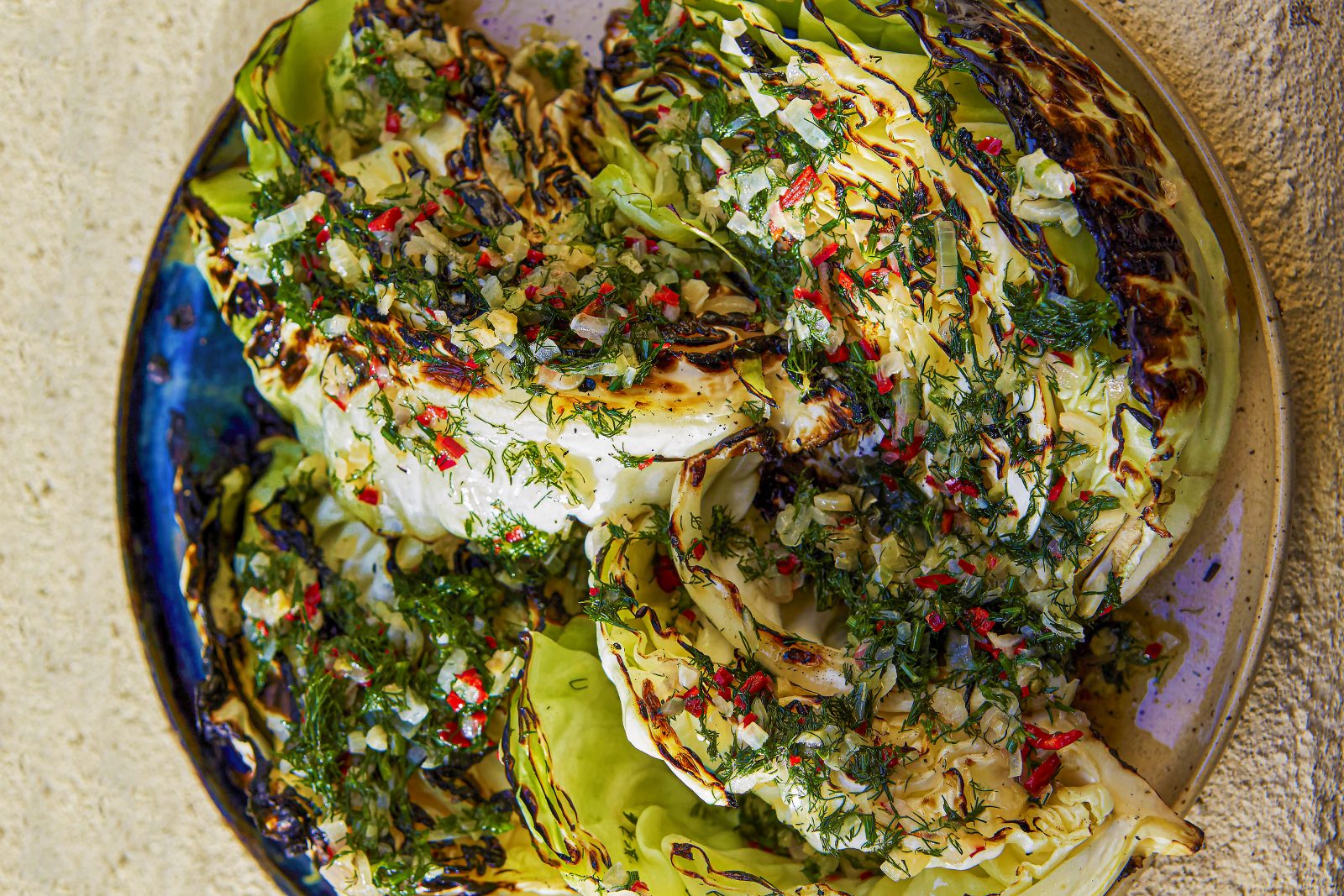 Grilled cabbage chilli garlic butter