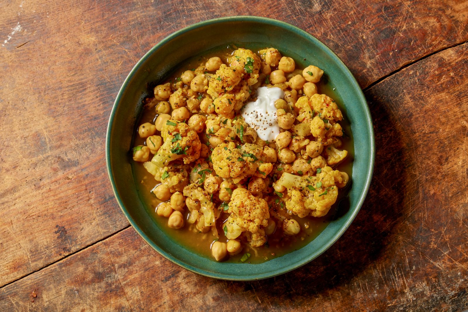 Harissa Braised Cauliflower Chickpeas