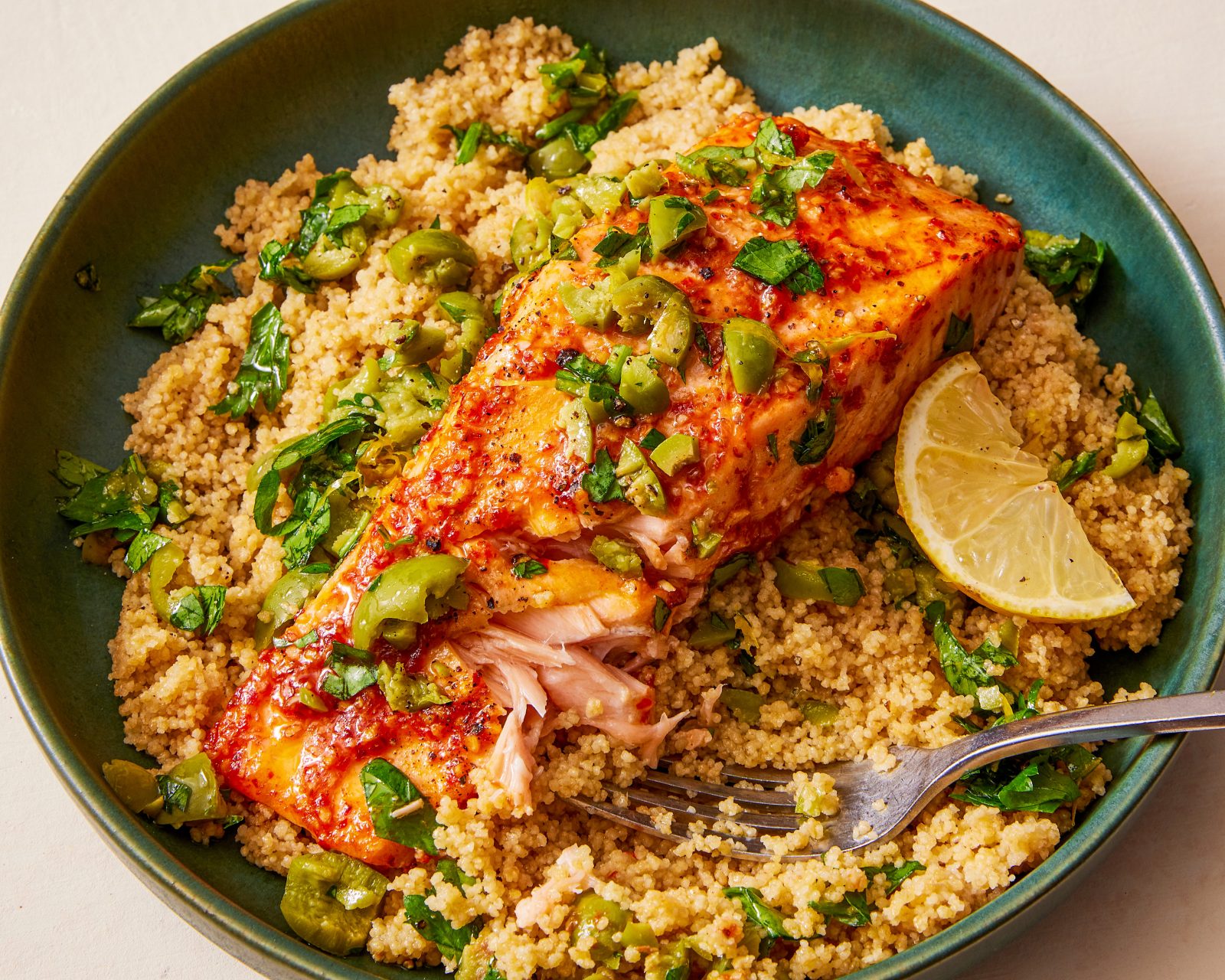Harissa Roasted Salmon Lemon Olive Parsley Relish