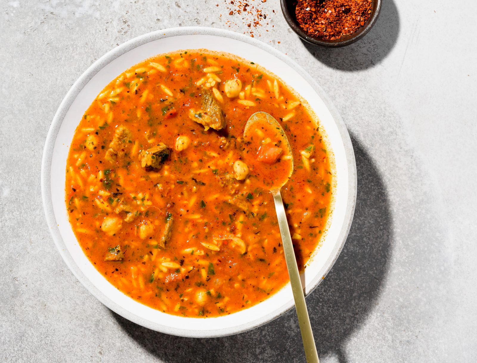 Harissa Spiced Beef Noodle Soup Libyan Shorba