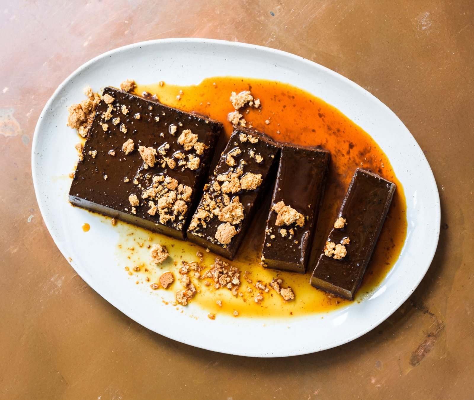 Italian Chocolate Custard Amaretti Bonet alla Piemontese Plate