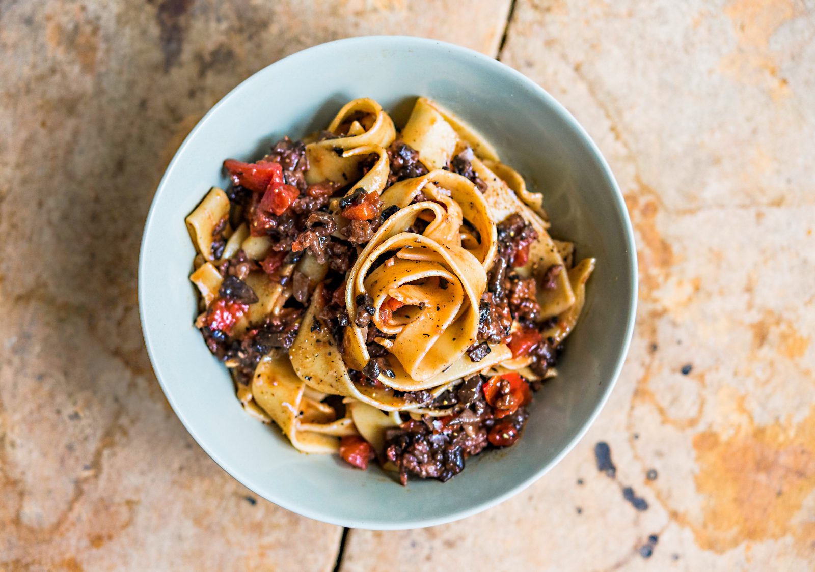 Italian Sausage Mushroom Ragu Pappardelle