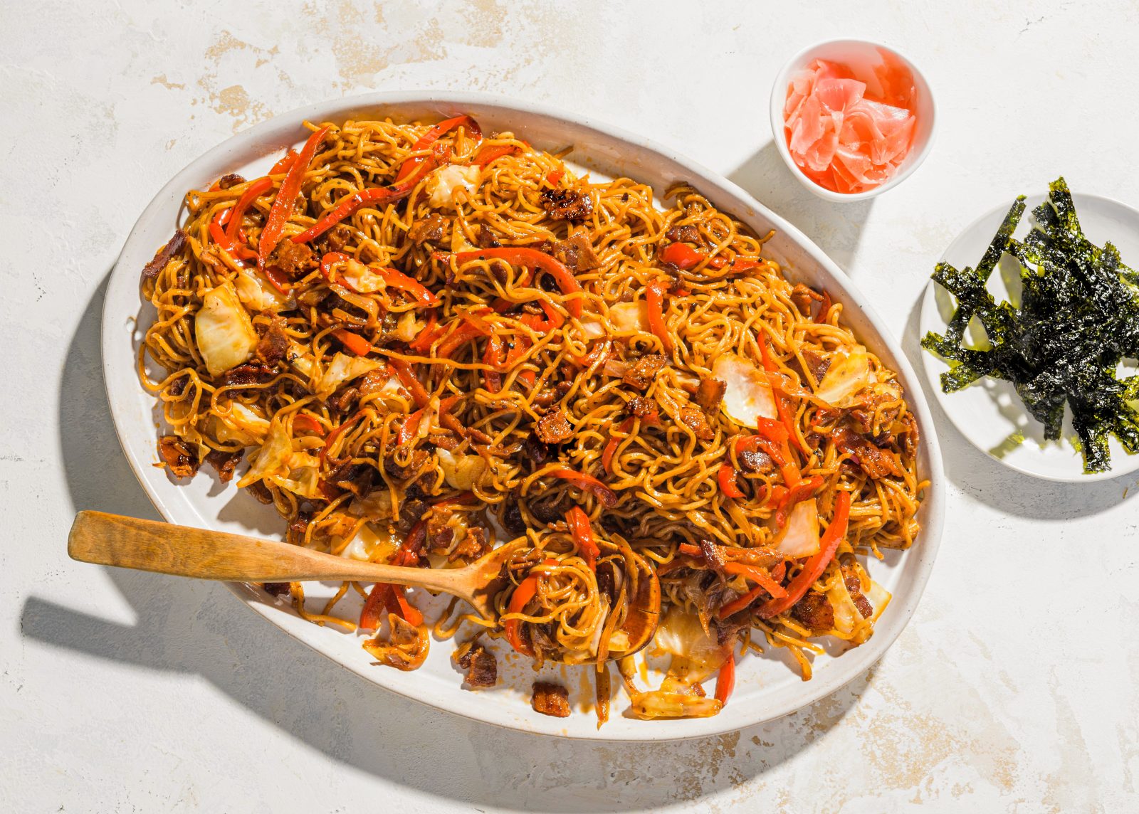 Japanese Fried Noodles Bacon Cabbage