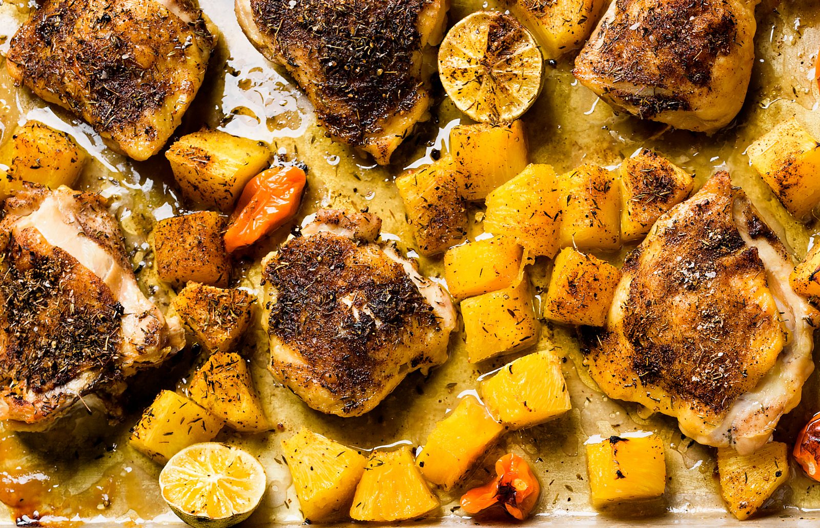 Jerk Spiced Chicken Pineapple Traybake