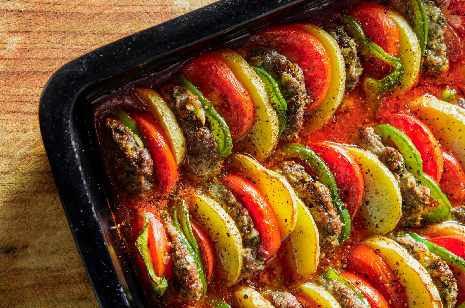 Lebanese Baked Kafta Potatoes Tomatoes